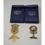 A 9CT GOLD MASONIC JEWEL, enamelled decoration, for the WM of Mercium Lodge, No. 4715, 20g (