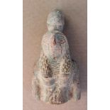 AN EGYPTIAN CARVED STONE HEAD & SHOULDERS OF HORUS, the ancient falcon-headed God, son of Osriris,