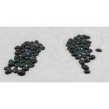 A BAG OF SIXTY-SIX BLOODSTONE POLISHED JEWELLERS CABOCHONS, 2cm x 1cm