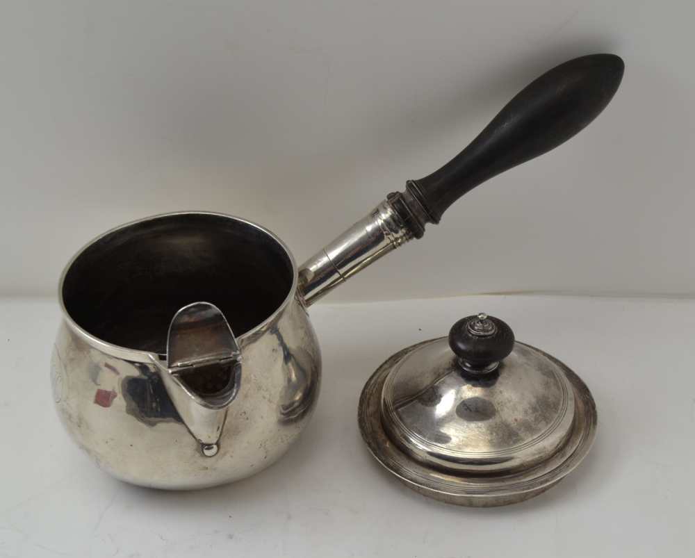 THOMAS RADCLIFFE A George III silver covered pan, with turned ebony side handle, London 1810, - Image 2 of 3