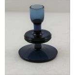 A WEDGWOOD / KINGS LYNN BLUE GLASS CANDLESTICK, Sheringham pattern designed by Ronald Stennett-