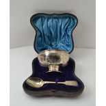 MARTIN HALL & CO. A LATE VICTORIAN SILVER CHRISTENING SET, comprising a bowl and spoon, the bowl