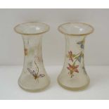 CRISTALLERIE DE PANTIN A PAIR OF EARLY 20TH CENTURY FRENCH ART GLASS VASES, floral decorated, one