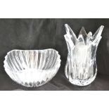 A REGALIA CRYSTAL GLASS VASE of tulip form, 25cm high, together with a Regalia crystal glass bowl,