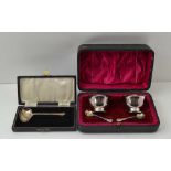 ATKIN BROTHERS A CASED PAIR OF SILVER SALTS & SPOONS, in satin and velvet lined case, the salts