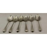 HESTER BATEMAN, A SET OF THREE SILVER TABLE / SOUP SPOONS, Old English design, bright cut edges to