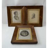 THREE 19TH CENTURY ROSEWOOD FRAMED DRAWINGS, to include the portrait pencil study of a gentleman,