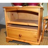 A MODERN PINE SIDE CABINET, fitted with a single lower drawer