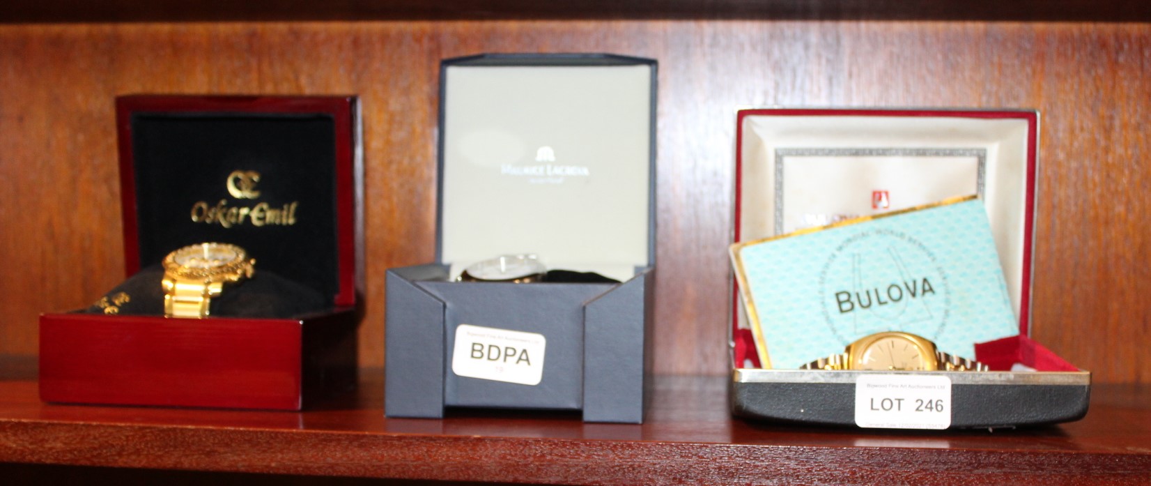 A BULOVA ACCUTRON VINTAGE WATCH, boxed, together with two other boxed watches