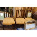 THREE MAHOGANY GEORGIAN SINGLE CHAIRS with reeded slat back and overstuffed seat pads