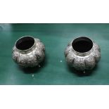 A PAIR OF INDIAN SILVER POTS weight approx 292g