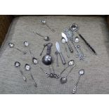 A SELECTION OF WHITE METAL ITEMS VARIOUS to include; 12 white metal spoons, 2 Indian white metal
