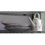 A SELECTION OF LARGE POTTERY SERVING PLATTERS together with a small house plant watering can