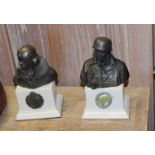 FOUR CAST MILITARY BUSTS on plinth bases