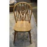 A MODERN BEECH WHEEL & STICK BACK SOLID SEATED KITCHEN CHAIR