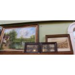 A SELECTION OF DECORATIVE PICTURES & PRINTS, to include a 19th century Watercolour by Coleman