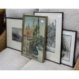 FOUR DECORATIVE PICTURES VARIOUS to include Birmingham University by Wilfred C. Appleby