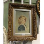 P. MELVILLE AN OIL ON CANVAS STUDY OF A YOUNG GIRL dated 1904, in moulded period gilt frame