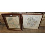 TWO REPRODUCTION COUNTY MAPS one of Herefordshire the other of Warwickshire