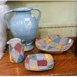 FOUR PIECES OF 20TH CENTURY DECORATIVE DOMESTIC POTTERY