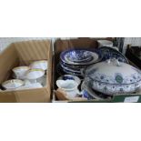 TWO BOXES OF DOMESTIC POTTERY & PORCELAIN, to include an Art Deco design part tea service, and a