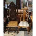 A 19TH CENTURY STRIPPED WALNUT QUEEN ANNE DESIGN SINGLE CHAIR, with inverted serpentine front, 104cm
