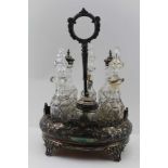 FENTON BROTHERS, A VICTORIAN SILVER CRUET, the decorative embossed oval stand, with central handle