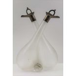 KING & SONS, A LATE VICTORIAN RIBBED GLASS TWIN, INTERTWINED, GLASS OIL & VINEGAR BOTTLE, with