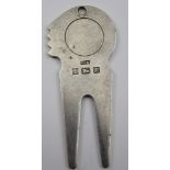 HARRISON BROTHERS & HOWSON LTD, A COMBINATION SILVER GOLF DIVOT TOOL & MARKER with groove cleaner,