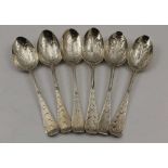 GEORGE WILLIAM ADAMS, SIX VICTORIAN SILVER FRUIT SPOONS with engraved bowls and stems to front and