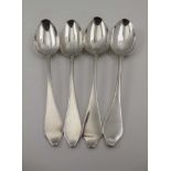 WILLIAM FEARN, A SET OF FOUR 18TH CENTURY SILVER DESSERT SPOONS, dog nose terminals and rat tails,