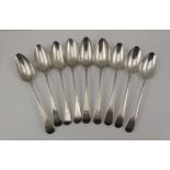 GEORGE SMITH & WILLIAM FEARN, A SET OF SIX 18TH CENTURY SILVER DESSERT SPOONS, five London 1794