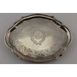 MCHATTIE & FENWICK, A GEORGE III SCOTTISH SILVER TEAPOT STAND beaded border with bands of engraved