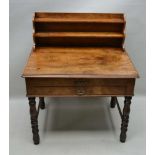 A 19TH CENTURY, LATER ADAPTED FRENCH WALNUT DESK UNIT, with twin shelved upstand, three-quarter lift