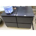 A PAIR OF BLACK ASH EFFECT TWO DRAWER BEDSIDE UNITS