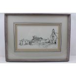 BARNETT FREEDMAN CBE, RDE, (1901-1958) 'Village Chapel', black ink pen drawing, stamped signature,
