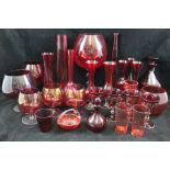 A COLLECTION OF RUBY GLASS, 27 pieces