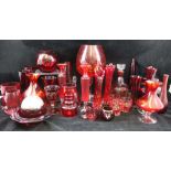 A COLLECTION OF RUBY GLASS, 30 pieces