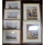 SIX VARIOUS 19TH CENTURY COLOURED PRINTS, to include topographical views