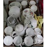 A BOX CONTAINING VARIOUS FLORAL DECORATED PART TEA SERVICES