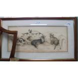 A SIGNED ARTISTS PROOF PRINT OF CATS ON A COUCH titled 'To the Manor Born' by Sue Willis