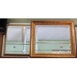 TWO GILT FRAMED BEVELLED PLATE WALL MIRRORS