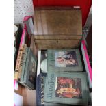A BOX CONTAINING A SELECTION OF ART REFERENCE BOOKS together with a Victorian stationery box