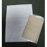 A HANDWRITTEN COPY OF A MID 19TH CENTURY LETTER, sent from Mr Langley, Winchcombe Gloucestershire,