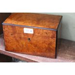 A 20TH CENTURY POLLARD WOOD TEA CADDY of plain box form, opening to reveal two dome topped pull