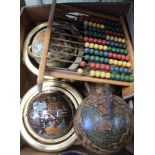 A SELECTION OF TABLE TOP GLOBES VARIOUS together with abaci