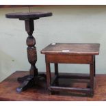 A WOODEN STAND & A WOODEN STOOL