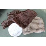 A SELECTION OF FUR SHOULDER WRAPS together with a marble lazy Susan