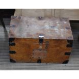 A SMALL SOFTWOOD METAL BOUND CHEST
