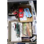 A BOX CONTAINING A SELECTION OF GENTLEMEN'S COLLECTABLES, to include; model cars, engines, etc.